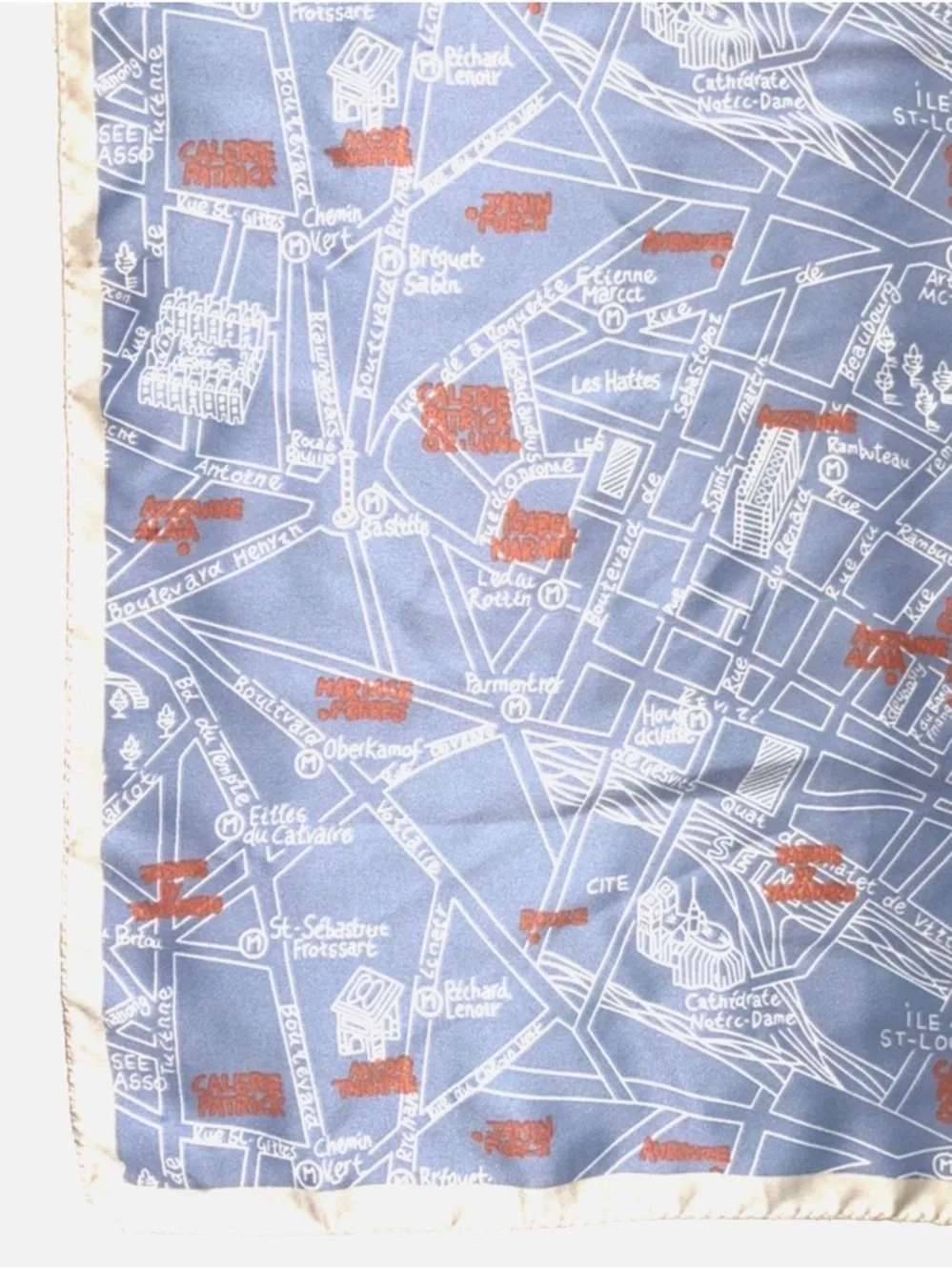 Paris Map Scarf Blue Travel Souvenir France City Map Square Scarf